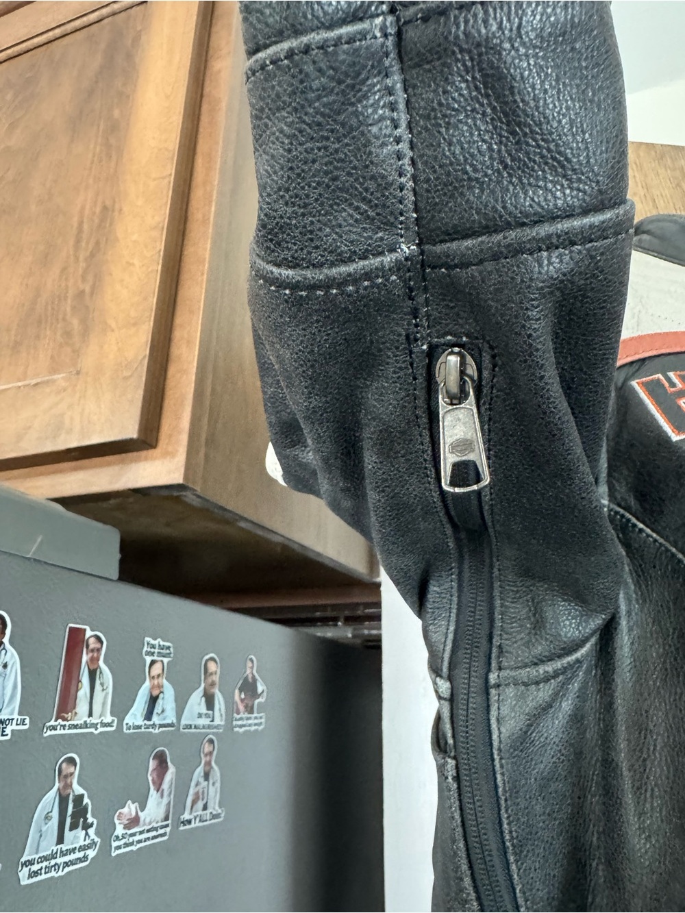 Harley-Davidson Black Cream & Orange Leather Riding Jacket - Picture 7 of 12